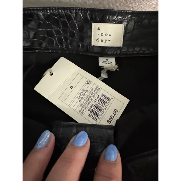 Women's A New Day Black Faux Leather Croc Pants Size 8 - Picture 5 of 5